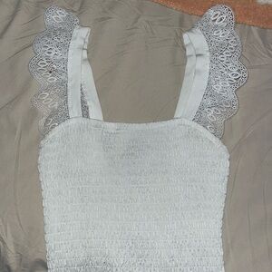 White Lace Trimmed Top